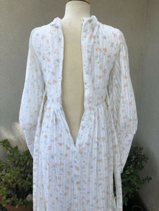 Vintage Maxi Peasant Dress White Floral Gunne Sax Sz XS 8