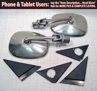 Volvo 240 Chrome Stainless Mirrors Pair W Trims Early Rare 242 244 245 Turbo Ipd