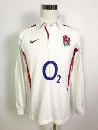 Vintage Nike England Mens Rugby Union Home Long Sleeve Jersey Size M