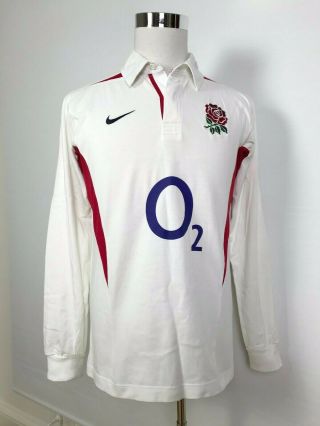 Vintage Nike England Mens Rugby Union Home Long Sleeve Jersey Size M 4