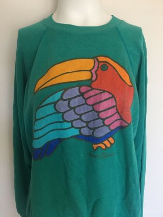 Vintage 80’s Laurel Burch San Francisco Toucan Raglan Sweatshirt Sz M - L