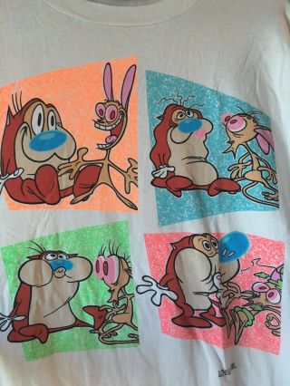 Vintage ren and stimpy shirt 1991 great shape size xl Nicktoons 7
