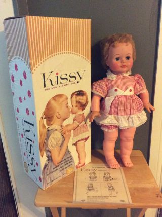 Vintage 1961 Ideal Kissy The Kissing Doll W/ Box & Papers