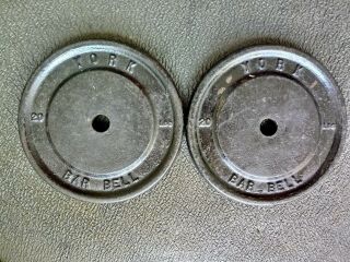 20 Pound York Vintage 1 Inch Wide Lettering Weight Plates
