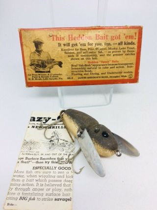 Vintage Tough Early Donaly Clip Heddon Crazy Crawler Fishing Lure 2100 Mouse