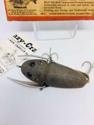 Vintage Tough Early Donaly Clip Heddon Crazy Crawler Fishing Lure 2100 Mouse 2