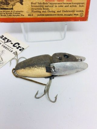 Vintage Tough Early Donaly Clip Heddon Crazy Crawler Fishing Lure 2100 Mouse 4