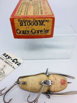 Vintage Tough Early Donaly Clip Heddon Crazy Crawler Fishing Lure 2100 Mouse 6