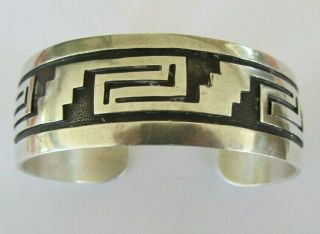 Vintage & Unique Handmade Native American Sterling Silver Cuff Bracelet
