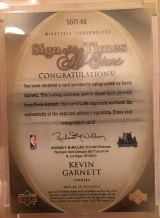 05/06 Kevin Garnett Auto SP Authentic Sign Of The Time All Stars Rare 11/50 2