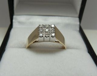 Hallmarked London 1987 9ct Gold Vintage Diamond Set Ring Size Uk L Us 5 3/4