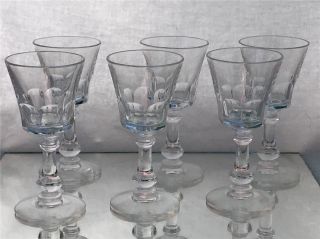Set Of 6 Antique/vintage Facet Cut Crystal Cordial Or Sherry Glasses
