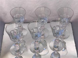 Set of 6 Antique/Vintage Facet Cut Crystal Cordial or Sherry Glasses 3
