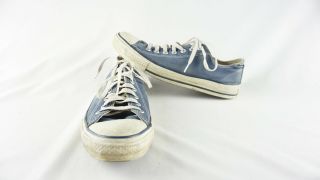 Vintage Converse All Star Made In Usa Blue Low Top Shoes Size 9.  5