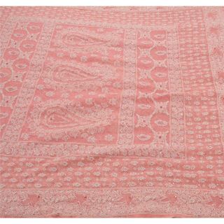 Sanskriti Vintage Heavy Saree Georgette Fabric Hand Embroidered Chikankari Sari