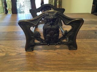 Antique Vtg Art Nouveau Owl Bronze Brass Expandable Bookend Rack - Judd Mfg Co