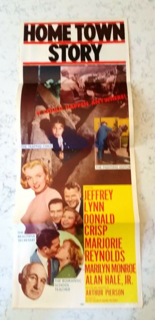 Vintage Movie Insert Poster Home Town Story Marilyn Monroe 1951