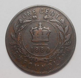 1880 OVAL 0 Newfoundland Large Cent VG,  Most RARE Queen Victoria KEY Nfld.  Penny 2