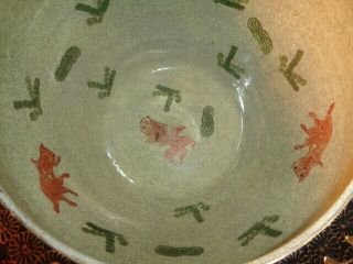 Vintage Large Hand Painted Satsuma Porcelain Fish Bowl/Planter (13 by 16 by 16 