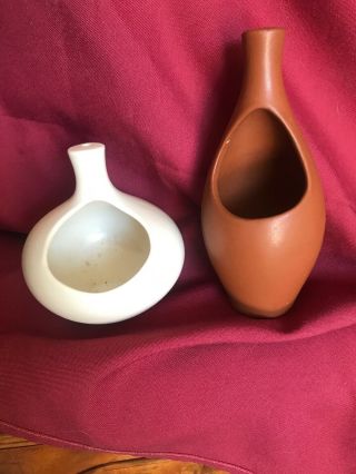 Hyalyn Pottery Vintage Plant Holders White And Brown