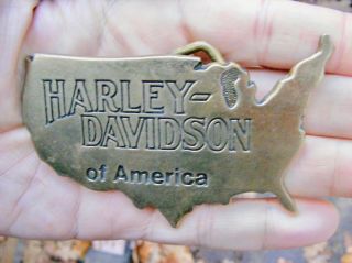 Vtg Harley Davidson Belt Buckle Hd Chopper Map Motorcycle Mc America Rare Vg,