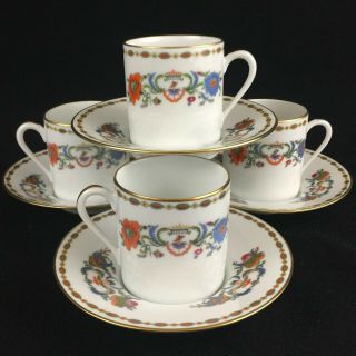 4 Vtg Demitasse Cups And Saucers Ceralene Vieux Chine A.  Raynaud Limoges France