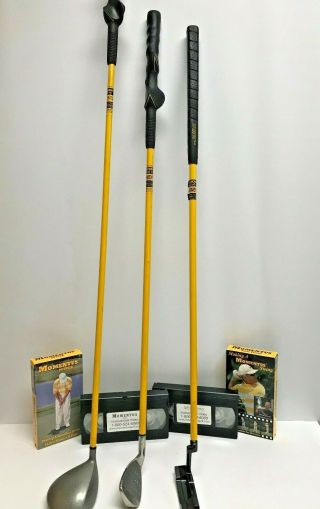 Momentus Golf Swing Trainer Set Driver,  Iron & Putter Vintage Vhs Training Tapes