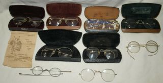 9 Vintage Pair Gold Rim Eyeglasses 6 - 1/10 12k Gf