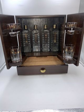 Vintage Karoff Liquor Wood Cabinet Travel Mini Bar