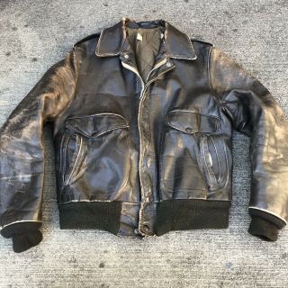 Vintage Schott I - S 674 M - S Leather Flight Jacket Small Thrashed Distressed Prop