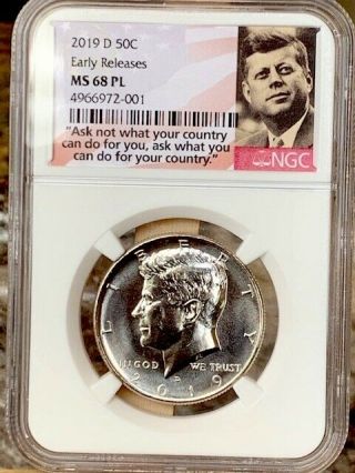 2019 - D Prooflike Kennedy Half Ngc Ms 68 Pl 5 Days - Early Releases - Rare