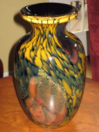 Hokuyo Glass Vase 12 " Tall Japan Mid Century 1960 