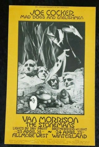 Bg 229 1970 Joe Cocker Van Morrison Fillmore Poster Bill Graham Vintage