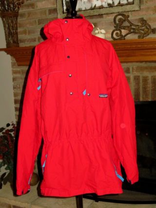 Vintage Mens Patagonia Red Nylon Windbreaker Pullover Snap Hood L