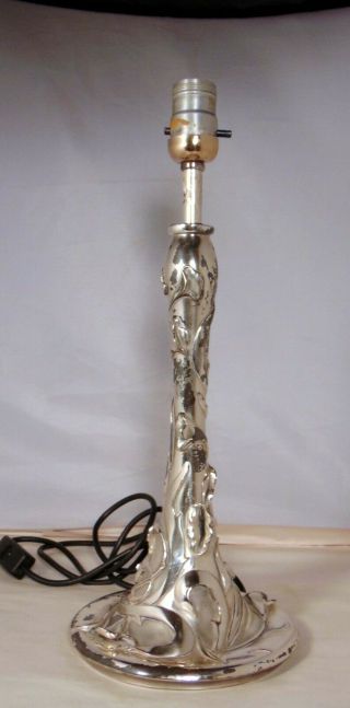 Vintage Giuiliano Ottaviani 800 Silver Column Table Lamp Flowers Morning Glory