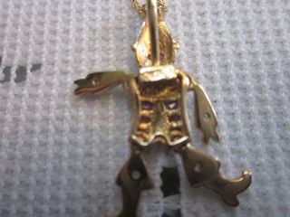 Vintage Scarecrow 10KT Gold Diamond and Ruby Pendant W/Necklace 8