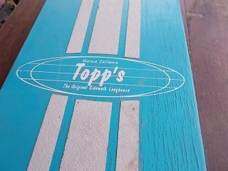 Vintage Skateboard Topp ' s Sidewalk Longboard Surf Board Ventura California 57.  5 