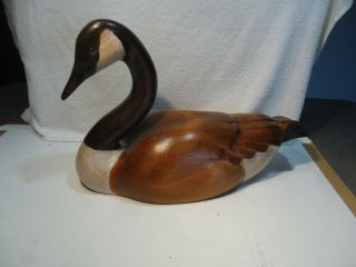 Wood Carved Large Goose / Duck Decoy Signed 1989