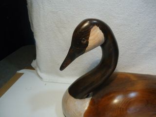 Wood Carved large goose / duck decoy signed 1989 2