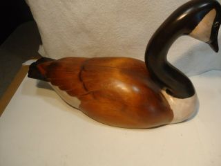 Wood Carved large goose / duck decoy signed 1989 4