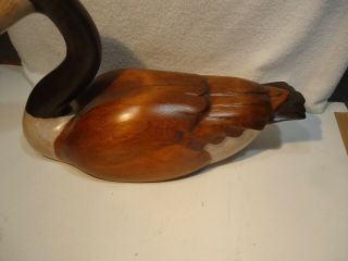Wood Carved large goose / duck decoy signed 1989 5