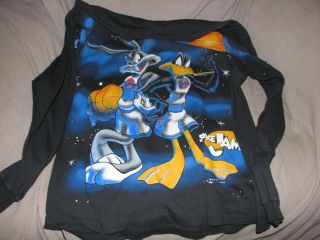 Vintage Space Jam 1996 Movie Long Sleeve T - Shirt Bugs Bunny Daffy Duck L Large