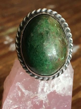 Rare Old Pawn Signed Vintage Navajo Sterling Silver Royston Turquoise Ring 4.  5