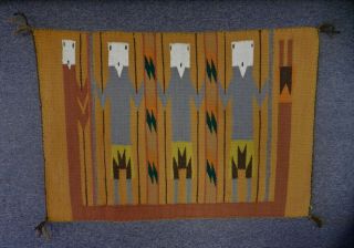 Vintage Hand Woven Wool Navajo Yei Rug,  Yei Be Chai Rug,  Ex Cond,  One - Owner,  C1980