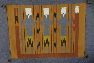 VINTAGE HAND WOVEN WOOL NAVAJO YEI RUG,  YEI BE CHAI RUG,  EX COND,  ONE - OWNER,  c1980 5