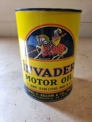 Vintage Invader Motor Oil Quart Can Metal Advertising Can Awesome
