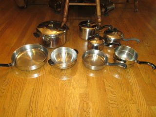 Vintage Farberware 12 Piece Cookware Set Usa - Made Stainless Steel,  Aluminum Core