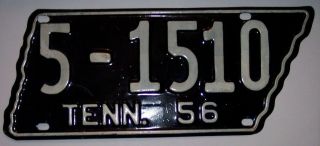 Vintage 1956 Tennessee State Shaped License Plate 5 - 1510 Sullivan County