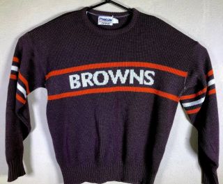 Vtg 80s Cleveland Browns Cliff Engle Coaches Wool Blend Sweater Nfl Football Xl