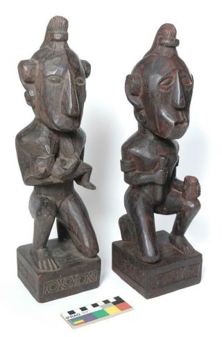 Vintage Wooden Male & Female Adu Zatua Ancestor Fertility Figure Nias Indonesia